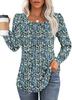 Women Long Sleeve Ribbed Knit Top Crew Neck Puff Shoulder Casual Loose Fall Blouse Shirt
