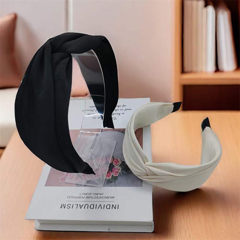 Women Wide Brimmed Embossing Crepe Satin Cloth Knot Hairbands Fashion Female Casual Shopping Hair Hoop Accessories