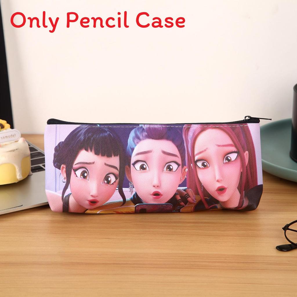 Kpop Demon Hunters Pen Case Large Capacity Pu Storage Bag For Students And Office Use