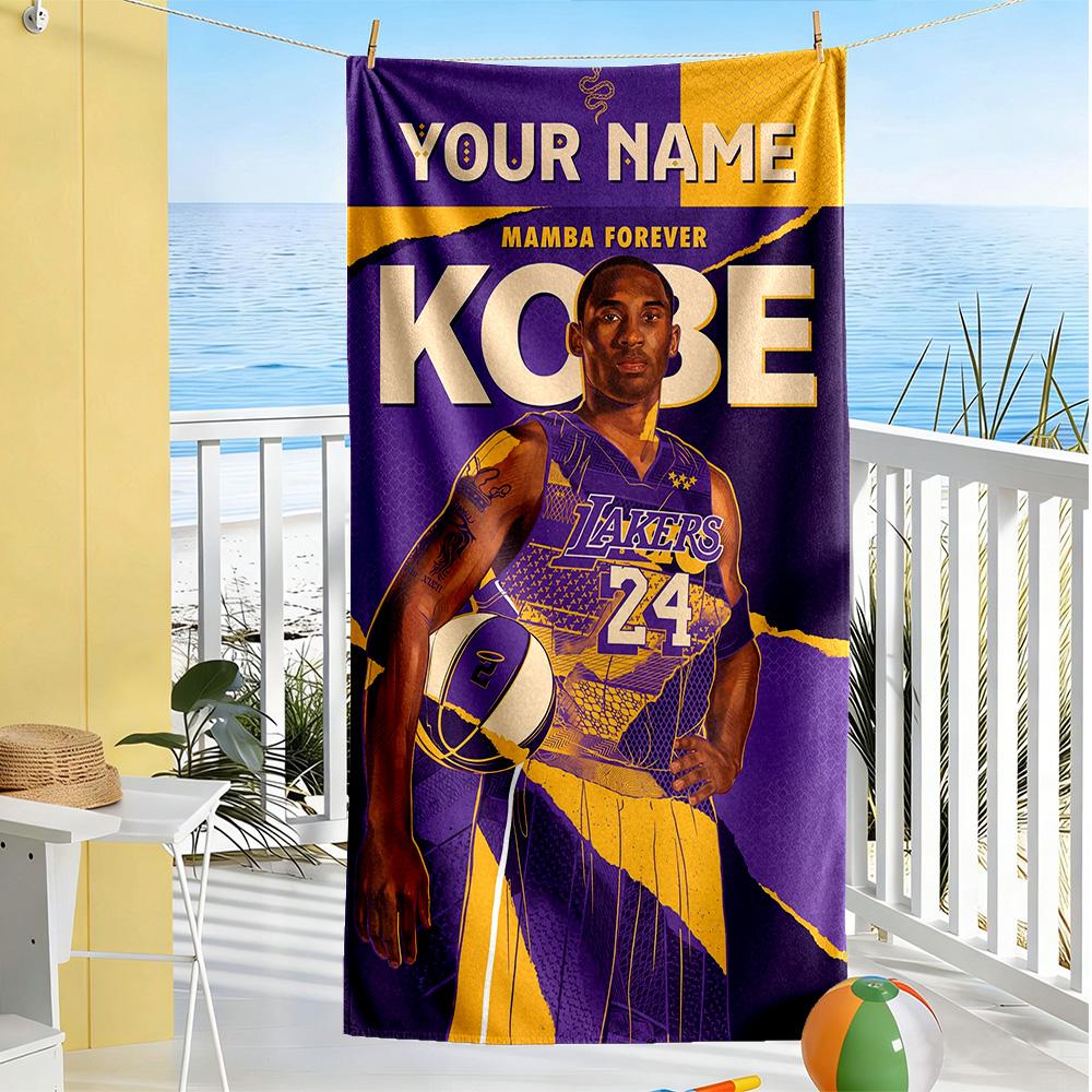 Kobe Customized Name Beach Towel High Absorbency Quickdry For Beach Bathroom Outdoor Swimming Pool Camping Picnic Yoga Diving Vacation Accessories