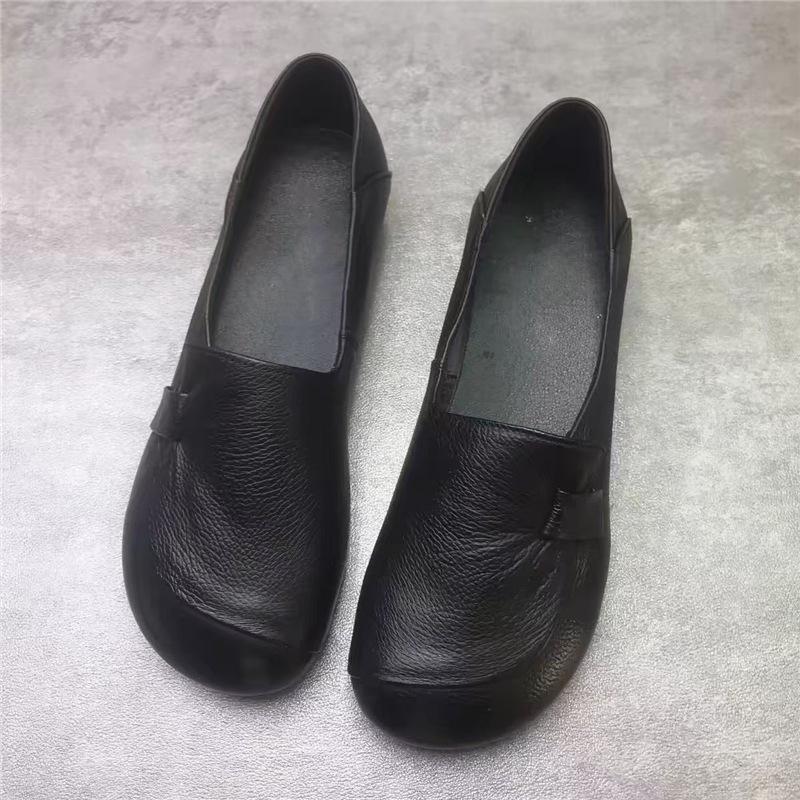 Soft leather mother shoes summer new beef tendon soft sole comfortable middle-aged and elderly non-slip lazy shoes one pedal work women's shoes