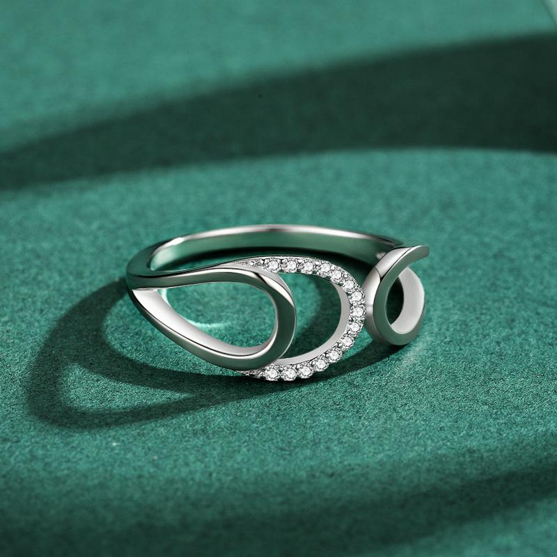 MODIAN Inel cu design geometric din argint Linia de argint sterling 925 Inele CZ clare pentru femei Bijuterii pentru nunta