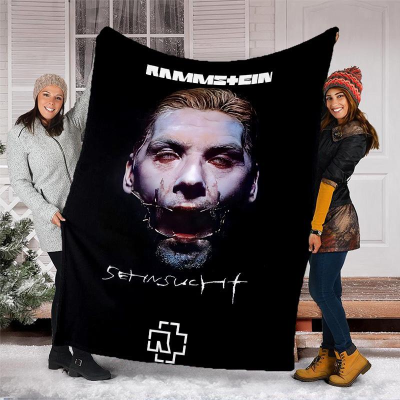 1pc Rammstein1 Theme Blanket - Digital Print, Polyester, Cozy for All Seasons, Perfect for Outdoor, Camping, and Travel