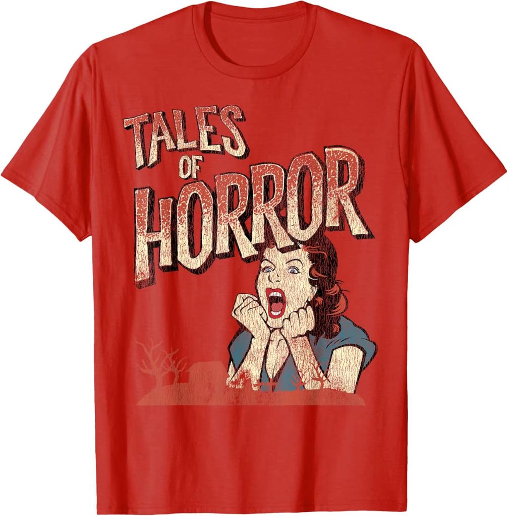 Vintage Horreur Film Poster Graphic Printing Summer pure Cotton Men's and Women's T-Shirts Street Autumn and winter innerwear