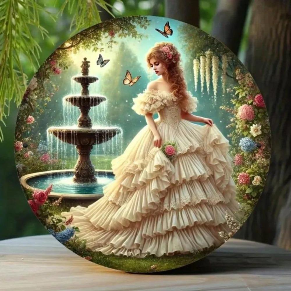 Iron Wall Art Vintage Garden Ladies Metal Decor for Home Terrace Cafe