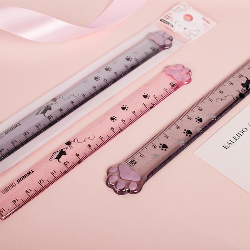 15cm Cat Claw Ruler Student Creative Stationery Transparent Plastic Drawing Measuring Office Gadgets Kawaii Accessories