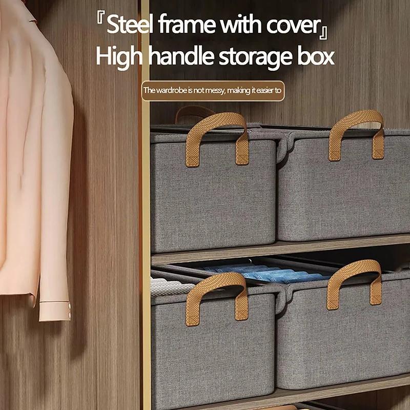 1Pc Cationic Steel Frame Folding Storage Box Clothes Trousers Home Multi-functional Compartment Drawer Wardrobe Storage Box