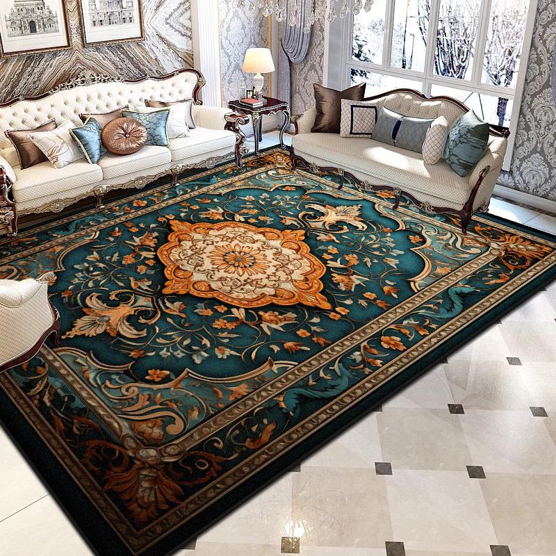 Tappeti Persiani di Lusso Grandi per Soggiorno Decorazione Stampa Nera Tappeti Lavabili Pieghevoli Camera da Letto Comodino Tappetino Antiscivolo