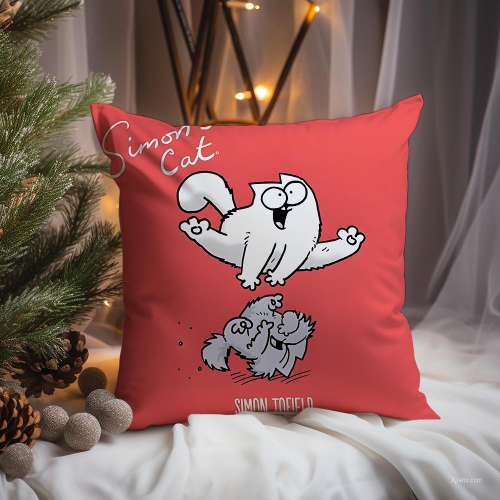 

cute anime s-Simons Cat Cushion Cover Premium Comfort Reversible Pillow Cove -Two in One Design for Any Room & Car Interior 12x12Inch