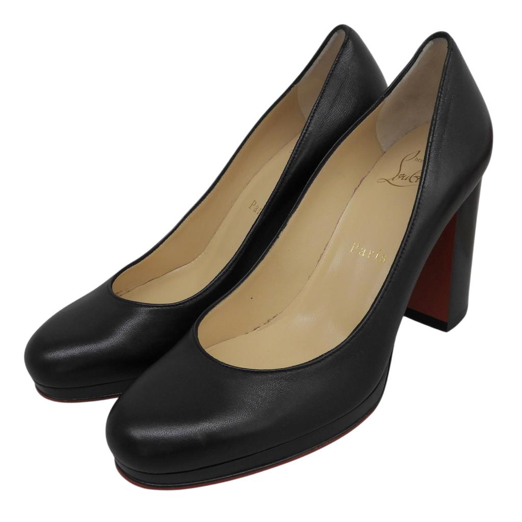 Excellent Christian Louboutin pumps Chunky heel black leather Women 36 Used