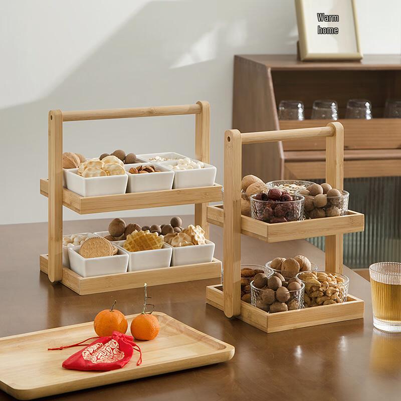 Junsun 17 DX Съемная многослойная бамбуковая ручка Фруктовая тарелка