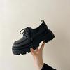 Lace-up black platform small leather shoes, new retro British style jk loafer single shoes in autumn