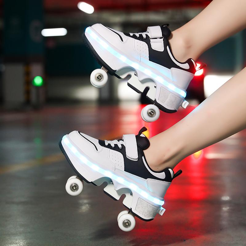 Men's/Women's /Kids Roller Roller Shoes 4-wheel Deformation Shoes Roller Skates Adult Rechargeable LuminousSkating Shoes