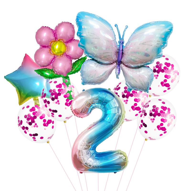 Butterfly Digital Balloon Birthday Party Aluminum Film Balloon Set Party Scene Decoration Props