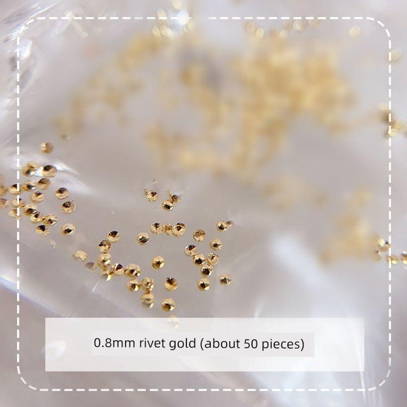 

[Rivet Rivets] Nail Rhinestone-Sticking Decorative Accessories Small Peas Golden Bean Semicircle Rivets 0.8mm 50 Pieces 0.8mm rivet gold 50