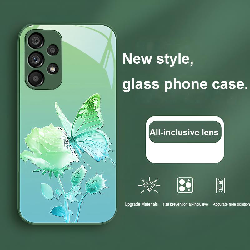 

Butterfly Gradual Red For Samsung Galaxy Note 10 Plus S20 21 FE S23 Ultra S8 9 A70 72 73 50 51 52 53 Tempered Glass Phone Case Samsung S23 Ultra