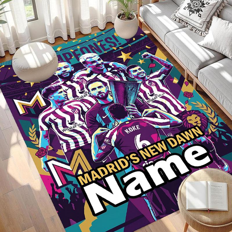 Custom Name Personalized Football Print Carpet, Versatile Home Decor Rug, for Playroom, Apartment, Balcony, Entryway, Hallway Gift