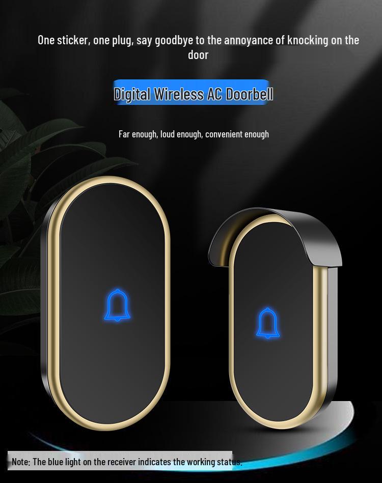 Two-in-Four Wireless AC Digital Doorbell - Waterproof Music Chime with Long-Range