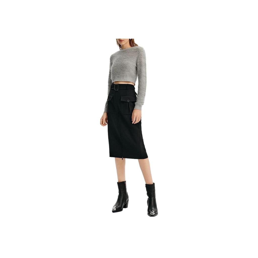 Karl Lagerfeld French Elegant Daily Commuting Dating Outfit Light Luxury Solid Color Slim Fit Round Neck Long Sleeve Knit Sweater Women Tops 246L2019