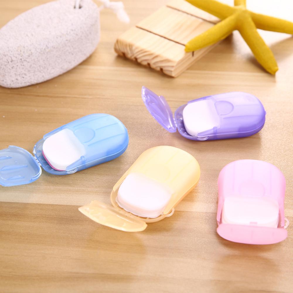 Travel Portable Disposable Soap Flakes with Storage Box Container 20Pcs Soap Papers Scented Foaming