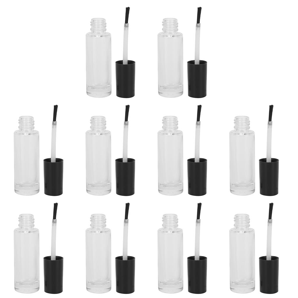 10pcs 8ml Empty Nail Polish Glass Bottles Accessory with Brush Cap Mixing Balls Funnel
