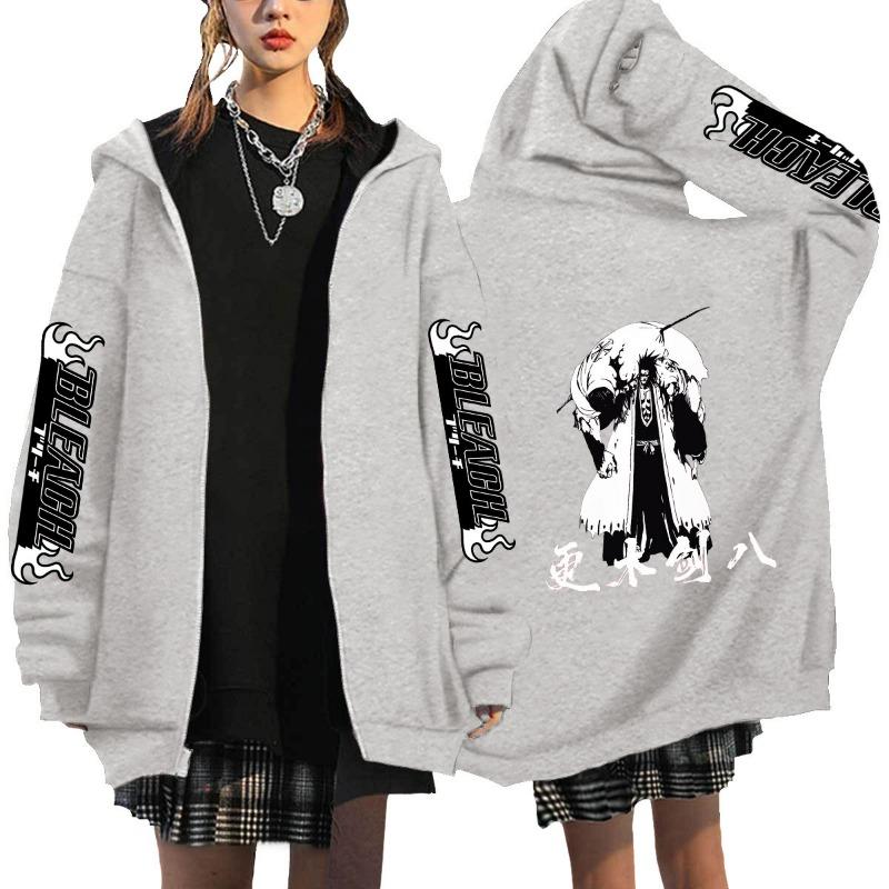 

Японский аниме Bleach Куросаки Ичиго Печатный капюшон для мужчин и женщин Толстовки с капюшоном на молнии Повседневная свободная толстовка Harajuku Унисекс Куртка на молнии M