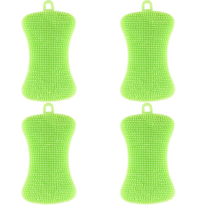 1/4Pc Silicone Dish Washing Brush Pot Pan Sponge Scrubber Silicone Scouring Pad Fruit Pot Pan Wash Brushes Kitchen Cleaning Tool