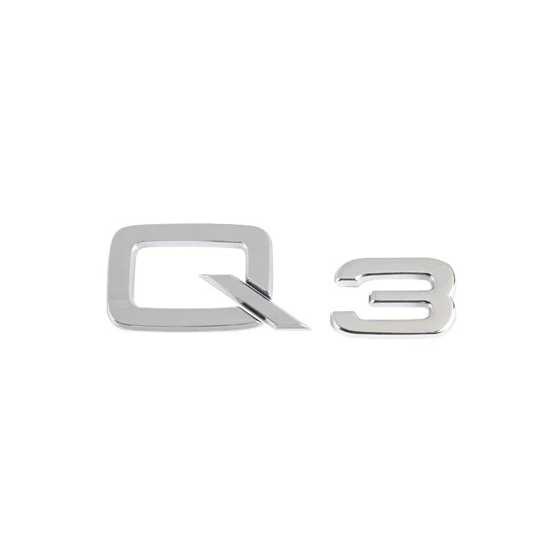 For Audi RS3 3D Chrome-Plated Black ABS Logo Decoration for Audi A1 A3 A4 LAA5 AA7 A8 Q2 Q3 Q5 Q7 Q8 TDI TFSI Rear Sticker