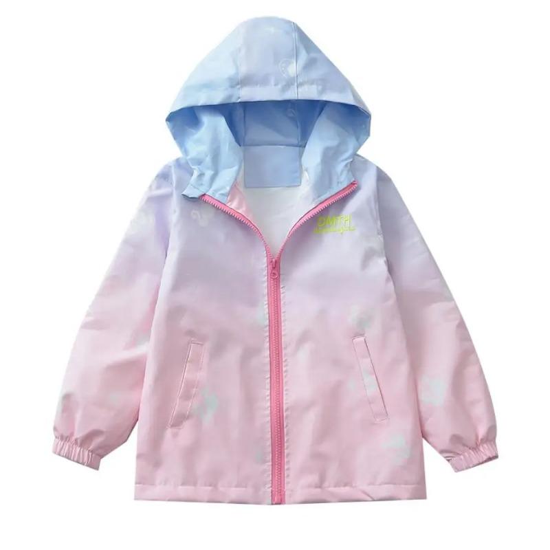 Korean Fashion Jacket Girls Teenager Casual Gradient Hooded Coat Boys Blazer Spring Autumn Windproof Sweet Coats Windbreaker