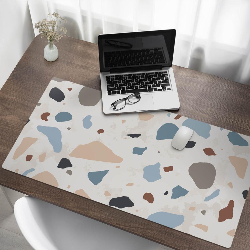 Protective Desk Pad with Abstract Terrazzo Graphics 120x60 cm