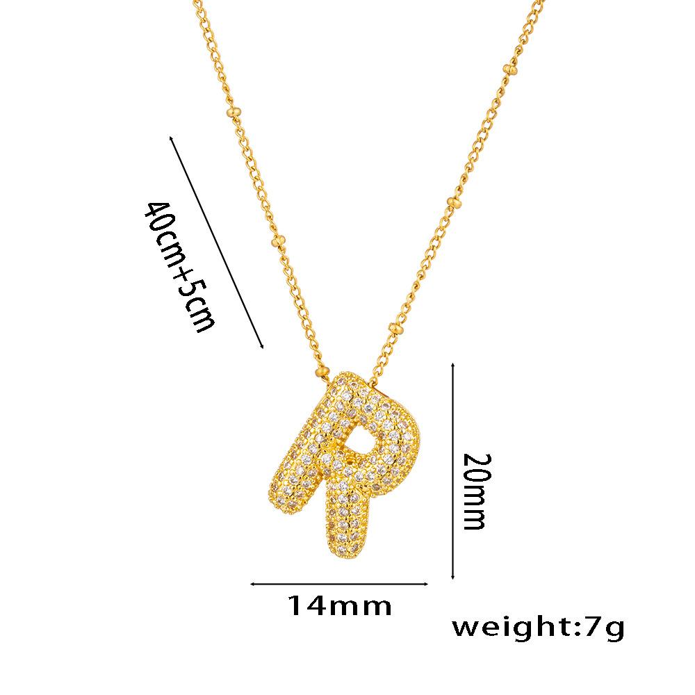 Fashion 26 Bubble Letter Initial Pendant18k Gold Plated Micropaved Full Zirconia Stone Chain Couple Necklace Women Jewelry