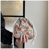 Umhängetasche Kordelzug Canvas Damentasche Blumenstickerei Ethno-Stil Kleine Tasche Crossbody Bucket Bag