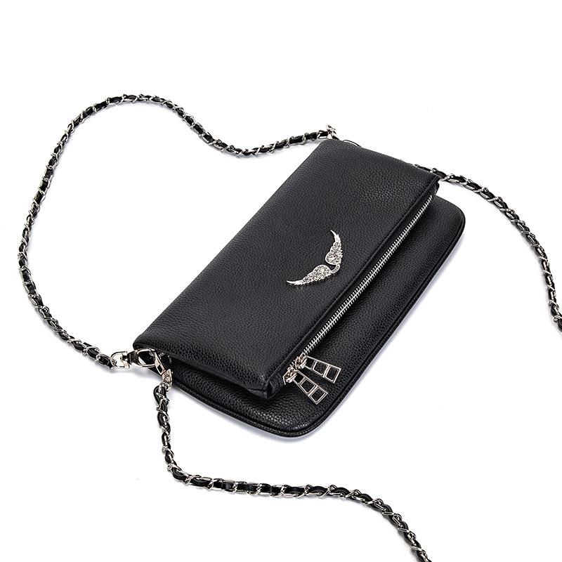 French Classic PU Leather Small Square Bag Fashion Versatile Wing Design Women's Crossbody Bag for European Style Daily Wear CLE