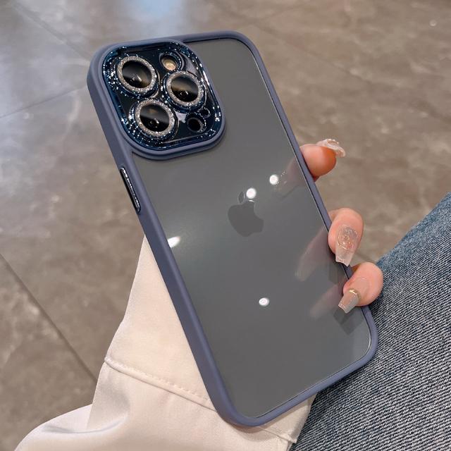 Luxury Armor Glitter Diamond Transparent Clear Hard Case for iPhone 15 14 Pro Max 13 12 11 Plating Camera Lens Protection Cover