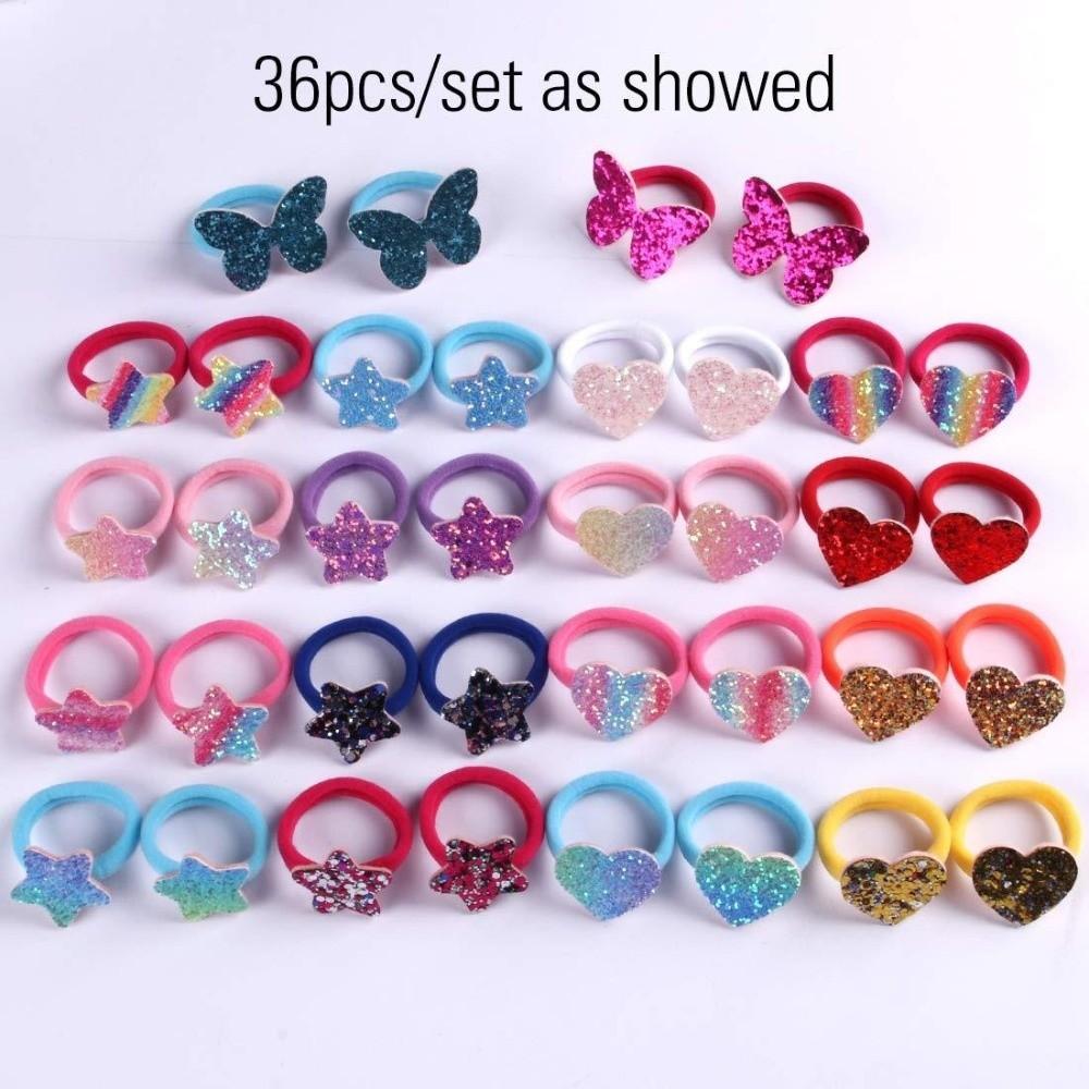 10pcs Glitter Sequin Hair Rubber Bands Rope High Elastic Ponytail Holder  Girl Hair Accessories