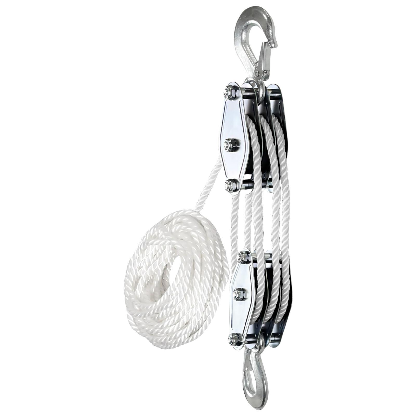 

Блок и таль Веревочный шкив Подъемная сила Многофункциональная Сверхпрочная шкивная система Металлический шкив с 1100/2200 фунтов 3 белый