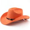 Classic simple belt, western cowboy hat, woolen jazz top hat, men's and women's ethnic style autumn and winter felt hat, big eaves hat