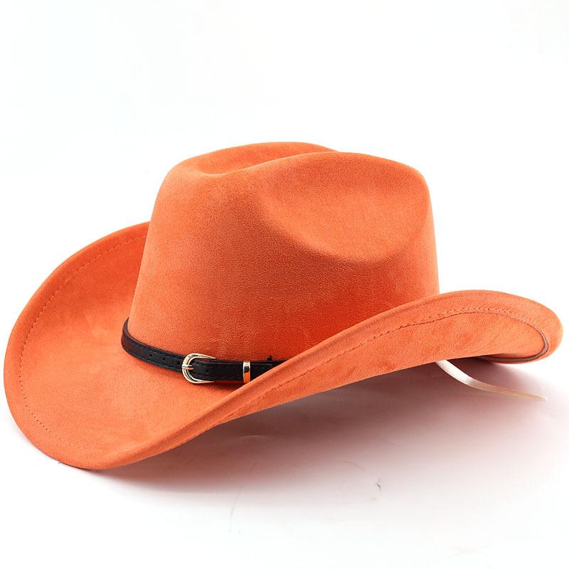 Classic simple belt, western cowboy hat, woolen jazz top hat, men's and women's ethnic style autumn and winter felt hat, big eaves hat