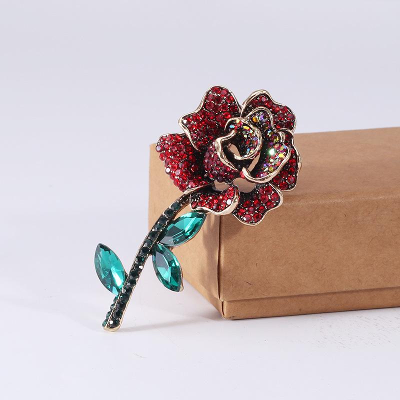 Strass-Rosenbrosche, Hochwertiger Einfacher Schmuck mit Temperament, Elegante Accessoires, Anti-Licht Kragenstift