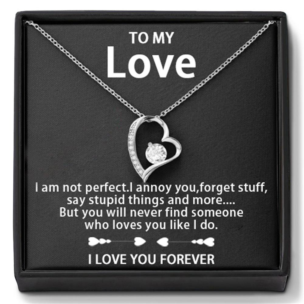 Jewelry To My Love 14K Gold or Silver Forever Love Pendant Necklace Gift For Wife Her Romantic Christmas Birthday Valentine Gift серебряный