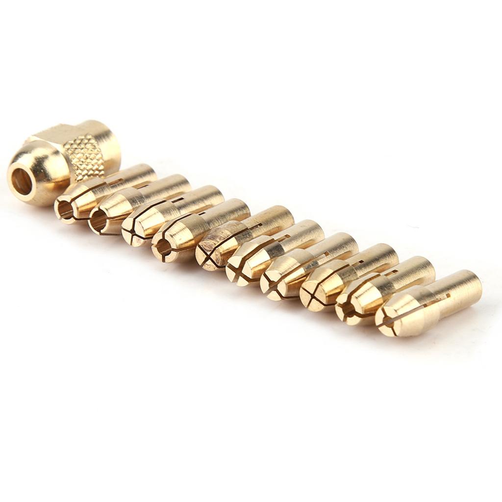 11pcs 4 jaw Copper Drill Chuck Collet Set for Mini Electric Grinder Rotate Tool 0.5 3.2mm