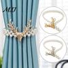 Faux Pearl Beaded Curtain Tiebacks Deer Head Tieback, Stretch Holder, for Drapes Adjustable Holdback Bedroom Living Room Window Door Light Luxury