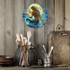 Vintage Mermaid Wall Art 8 Inch Round Aluminum Metal Sculpture Pearl Starfish Ocean Beach Decor for Home Living Room Bedroom