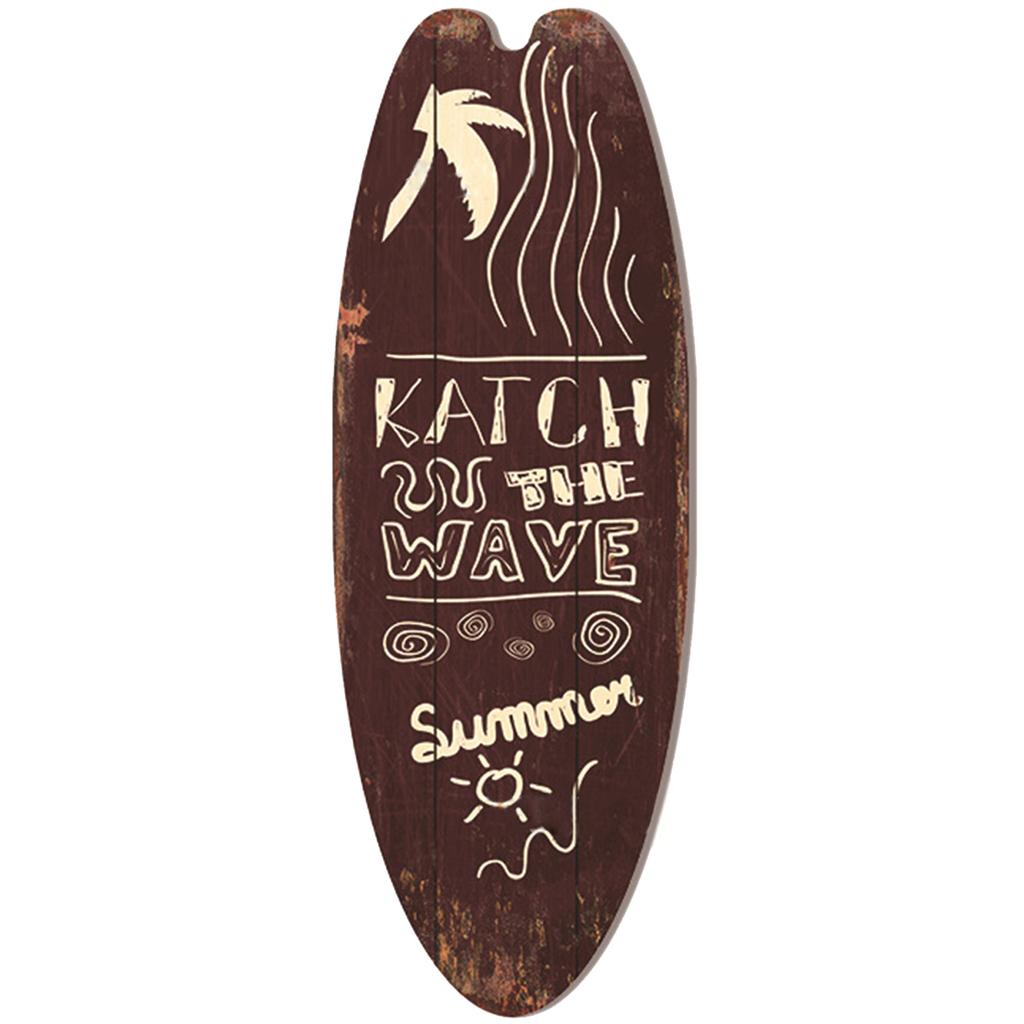 Summer Beach Ocean Theme Leisure Decoration Surfboard Wooden Sign Bar Home Wall Retro Ornament Decor Wood Board