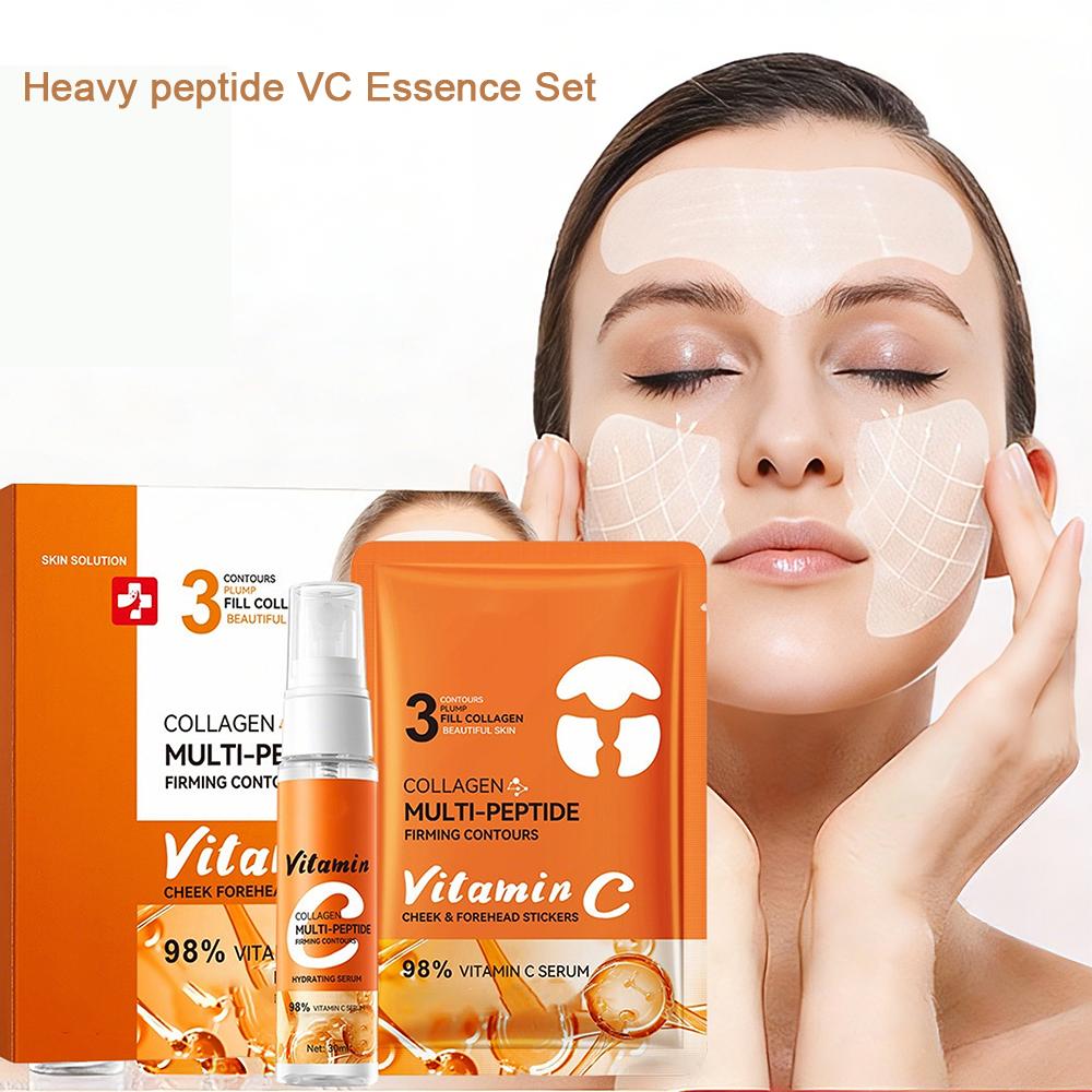 Collagen + Multi-Peptide Face Filling Essence Set – Targets Fine Lines on Cheeks & Forehead skincare kit