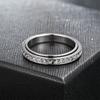Fashionable Stainless Steel Rotatable Ring with Small Square Diamond Niche Decompression Design - Trendy Accessory