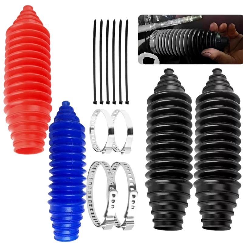 1/12Pcs Gear And Rack Silicone Cover With Clamps Universal Steering Tie Rod Dust Cover Kit Waterproof And Dustproof