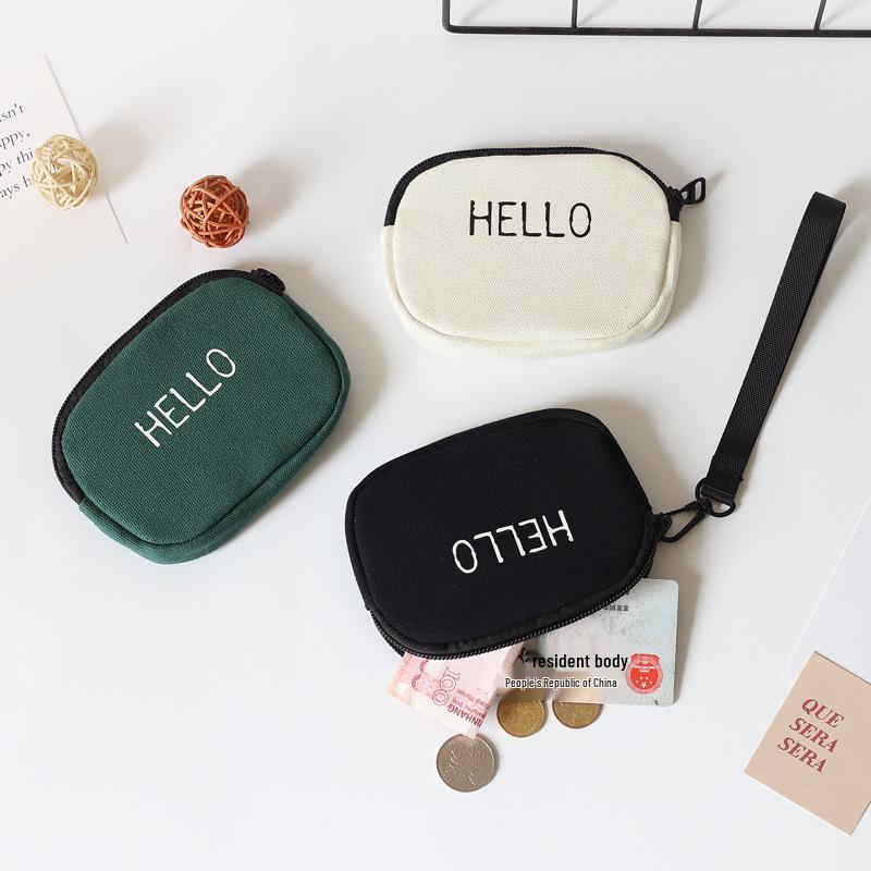 Korean Style Canvas Wrist Wallet: Simple, Portable Card Holder for Students