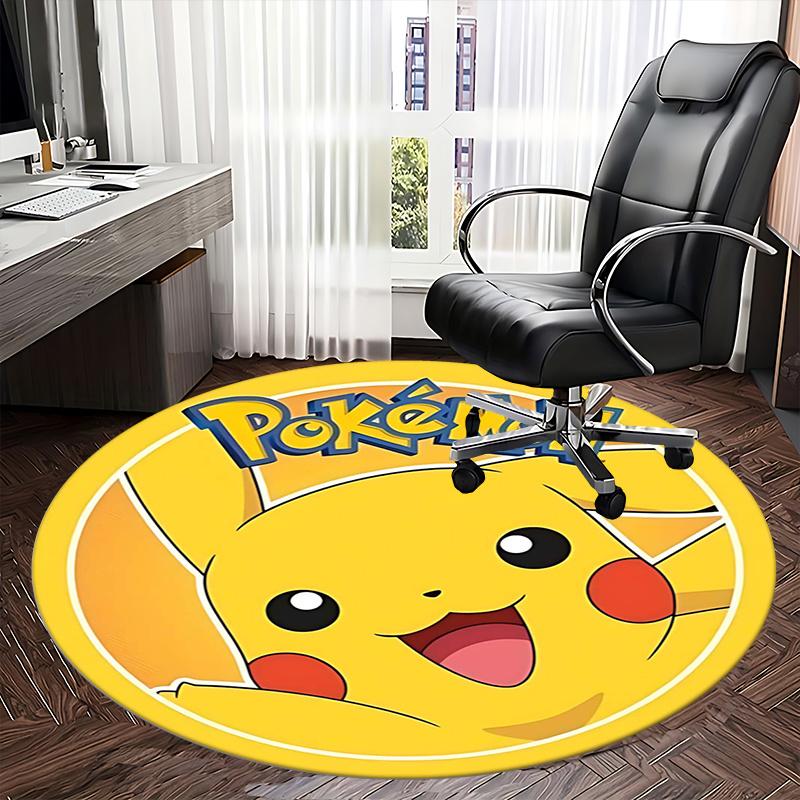 Pikachu,Pokémon Chair mat Round Rug Office carpet, Machine Washable, Non slip, Suitable for Living Rooms, Bedrooms