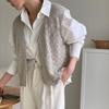 New ArriVals Open Run Button Vest V Neck Scallop Leaf Knit Tank Mesh
